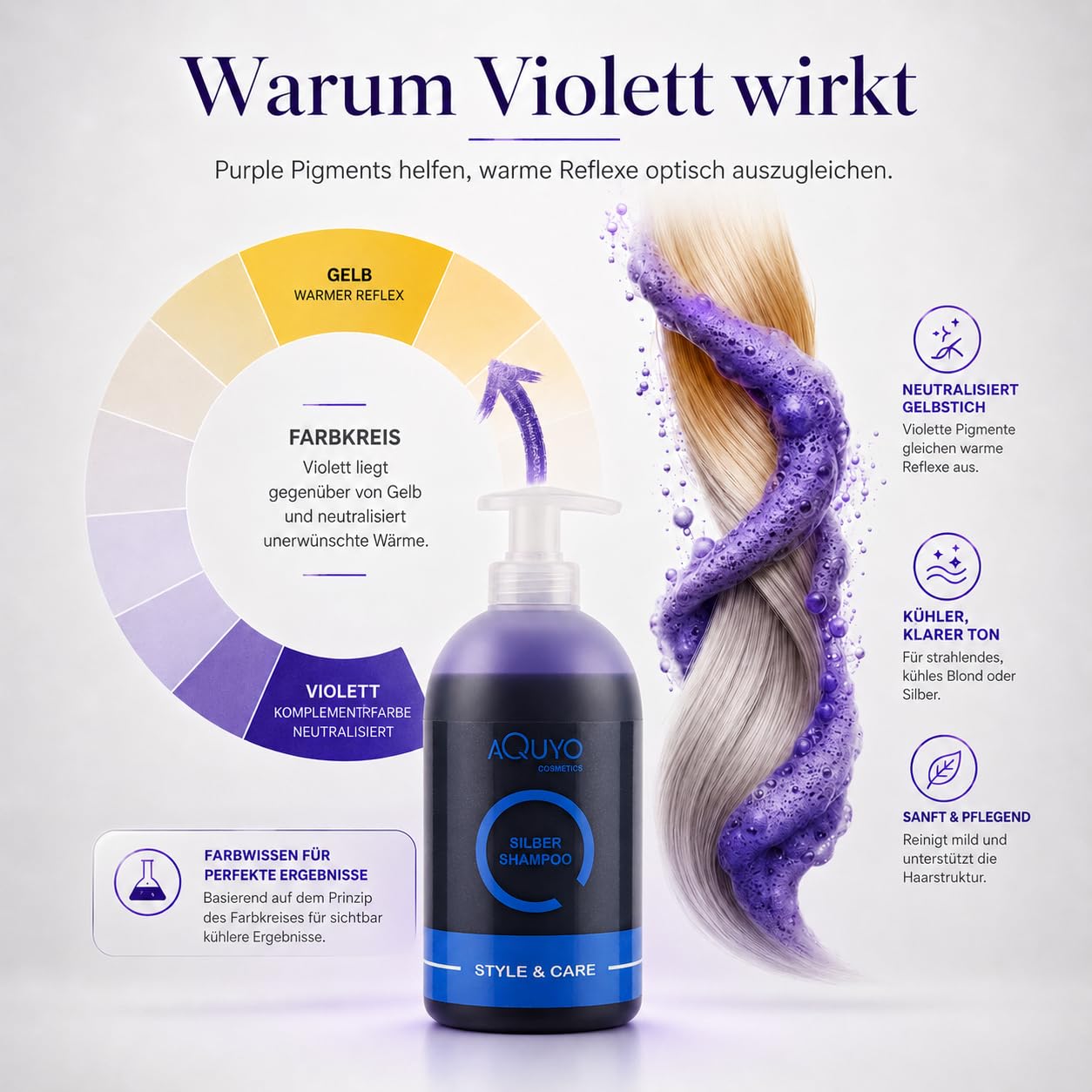 Style & Care Silber Shampoo, Anti Gelbstich Shampoo für graues, hell gefärbtes oder blondes Haar (3x 500ml) | Silbershampoo spendet Feuchtigkeit und steigert Farbbrillanz für blondiertes Haar