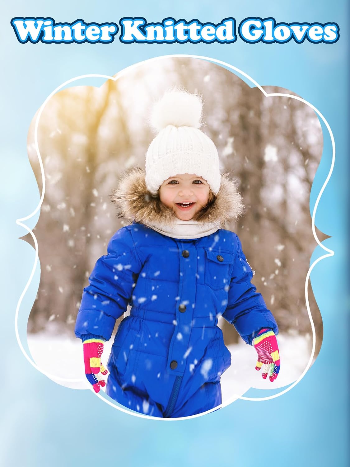 24 Pairs Kids Gloves with Grips Warm Anti-skid Gloves Winter Knitted Full Finger Glove Stretchy Colorful Glove for Child Boys Girls, 12 Colors