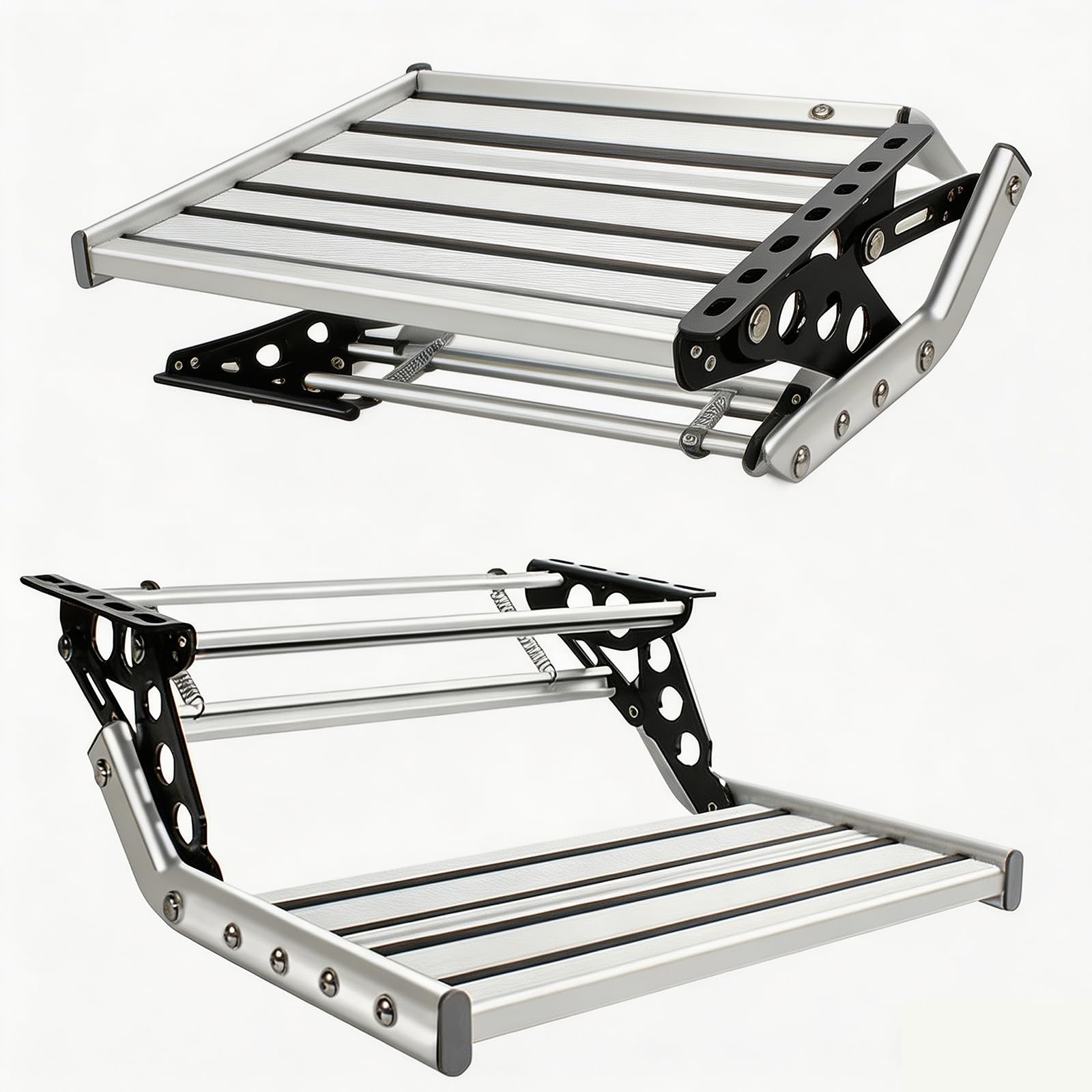 Eiwitany Single-Layer Electric Retractable RV Entry Step, Aluminum Alloy Foldable Step with LED Light, with Campers, Trailers and Caravans