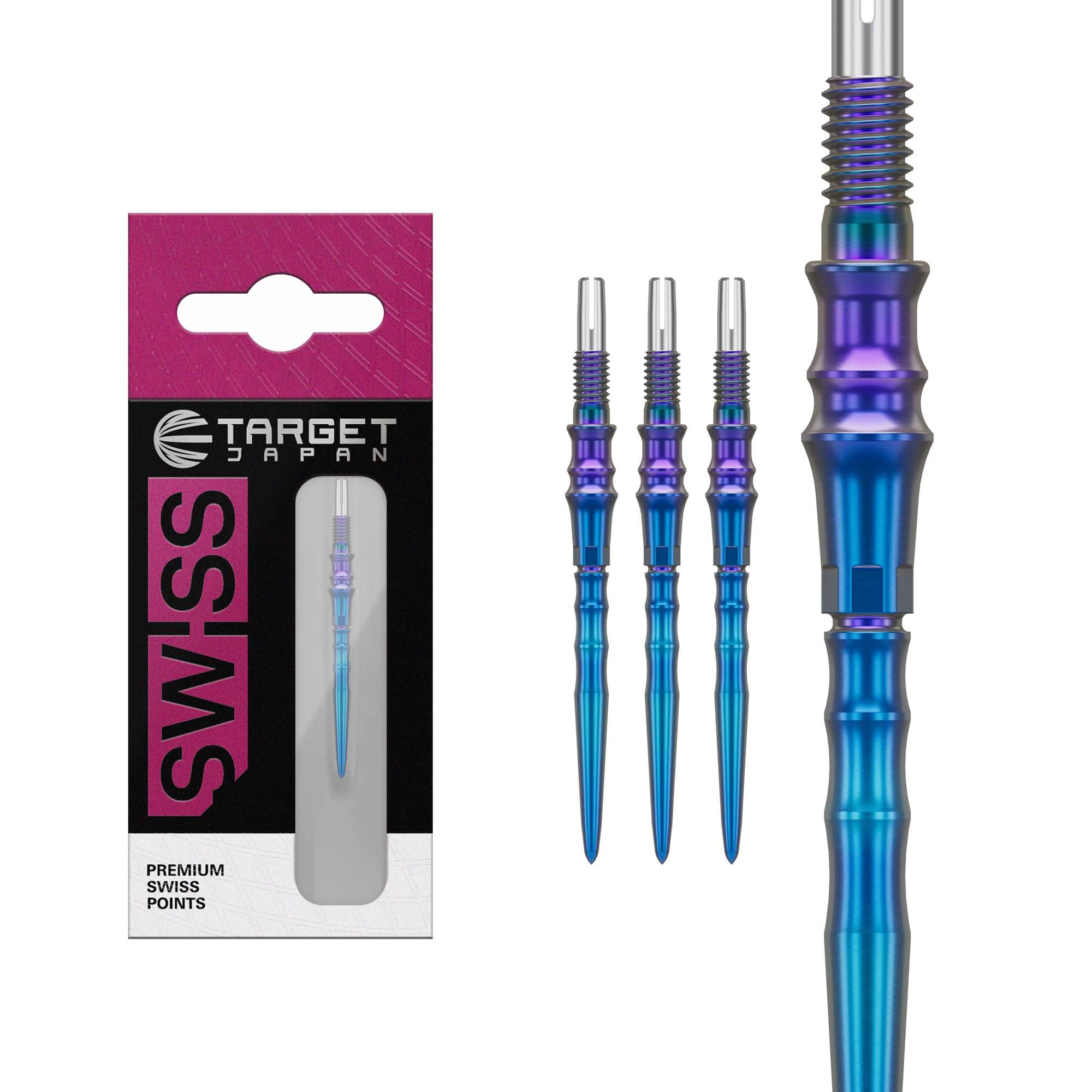 Target Japan Premium Swiss Points, 3 Pack Set of Tips 30MM – Blue | Change Dart Points, Spare Tips, Professional Darts Accessories