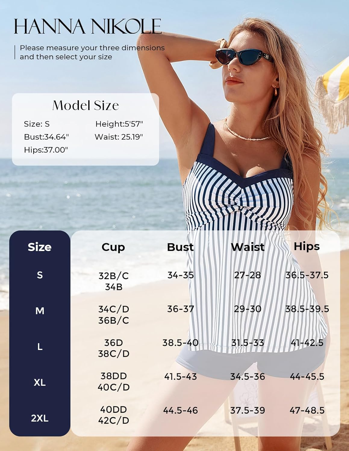Hanna Nikole Tankini Swimsuits for Women 2 Piece, Color Blocked Swimsuit, Twist Front Push Up Tankini Top with Boyshorts - Image 6