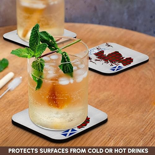 Vista 3 de Set of 8 Coasters - Soft - Outline of Scotland with The Sinclair Clan Family Tartan. Creative Studios Scottish Tartans