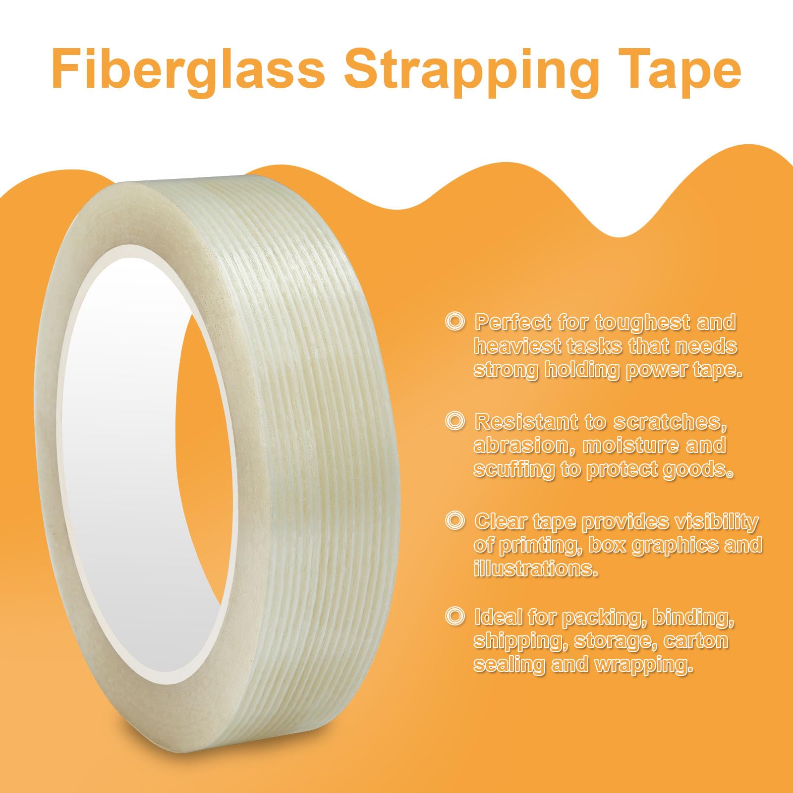 Heavy Duty Filament Tape - 2 Rolls 1 Inch -3