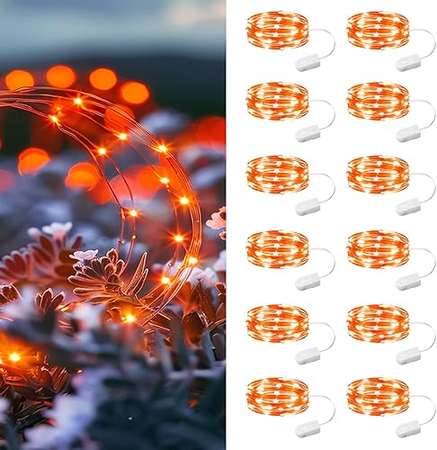 Miniatura 8 de HXWEIYE Paquete de 6 Luces de Hadas Blancas a Batería con Control Remoto y Temporizador, 7 pies 20 LED Luces de Cadena Mini Luces para Frascos
