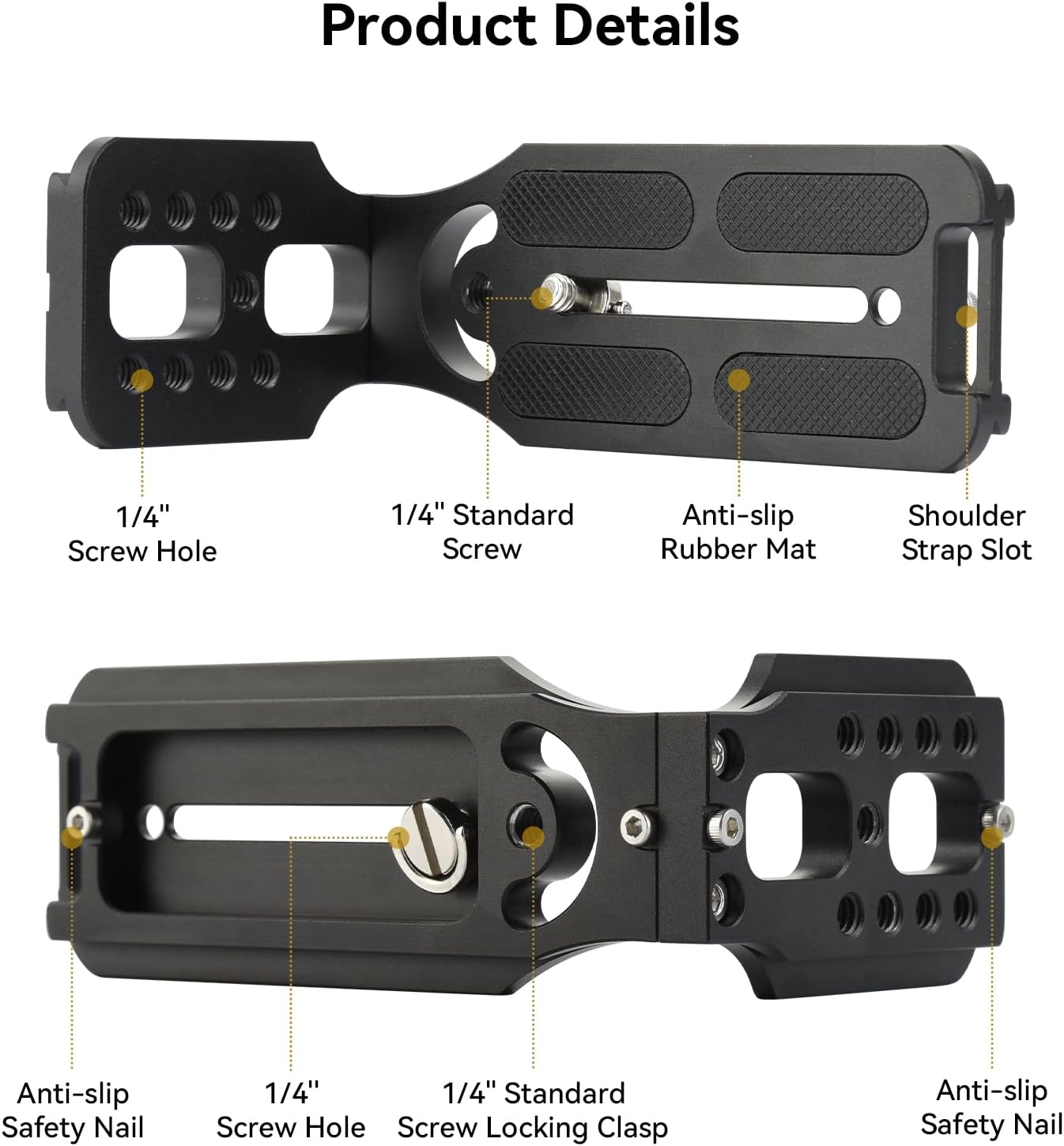UTEBIT Camera L Bracket with 1/4'' Screw Hole, Vertical Horizontal Switching Tripod Mount with Quick Release Plate, Compatible with Canon Nikon Sony DJI Osmo Stabilizer Tripod Monopod, Black