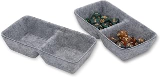 Welaxy 2pc Board Game Component Felt Tray Dual-Compartment Dice RPG Storage