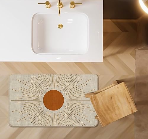 Miniatura 4 de Tapete retro bohemio rojo para puerta, 17 x 30 pulgadas, decoración para el hogar, interior, exterior, patio, entrada, entrada, decoración bohemia