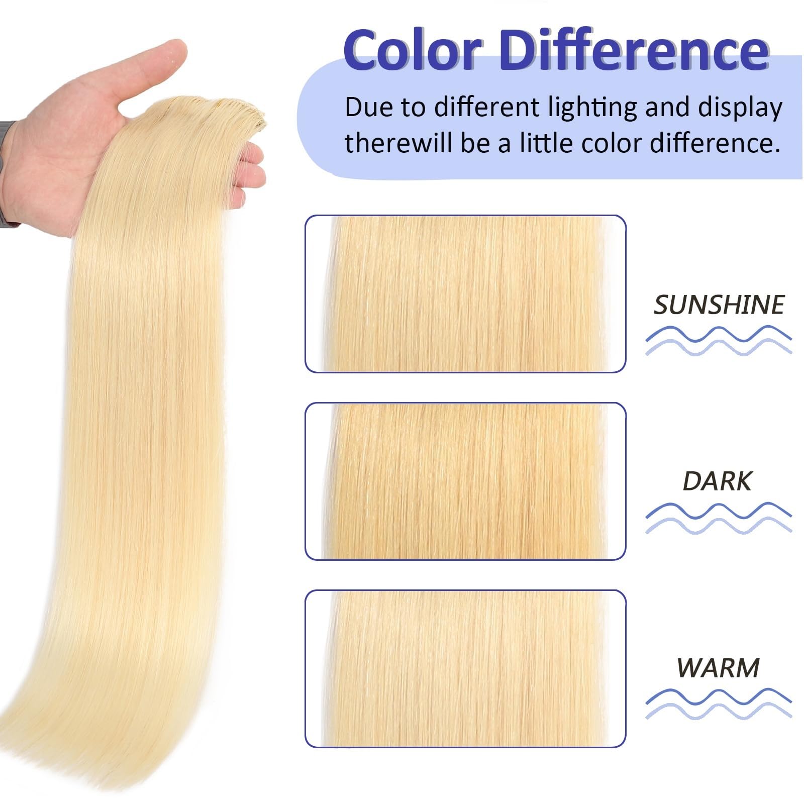 Haarverlängerungen 8 Teile/satz Haarverlängerungen Clip in Echthaar Blond #613 16-24 Zoll Voller Kopf Seidige Gerade Remy Clip in Haarverlängerungen Remy Echthaar Natürliches Menschenhaar(16inches)