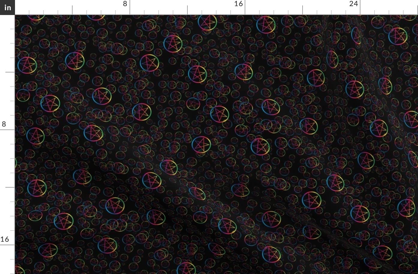 Spoonflower Fabric - Rainbow Black Star Pagan Printed on Organic Cotton Sateen Fabric by The Yard - Sewing Quilting Apparel Home Decor