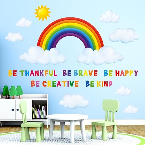 DECOWALL SG-1713 - Calcomanías de pared para niños, diseño de arcoíris y nubes, calcomanías de pared extraíbles para niños, guardería, dormitorio,