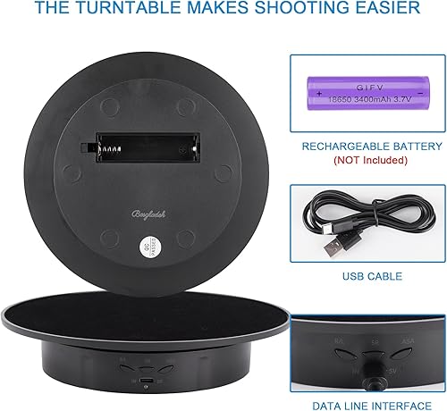 Miniatura 10 de Soporte de exhibición giratorio de 7.87 pulgadas, soporte de exhibición giratorio motorizado, plataforma giratoria de carga de 22 libras con