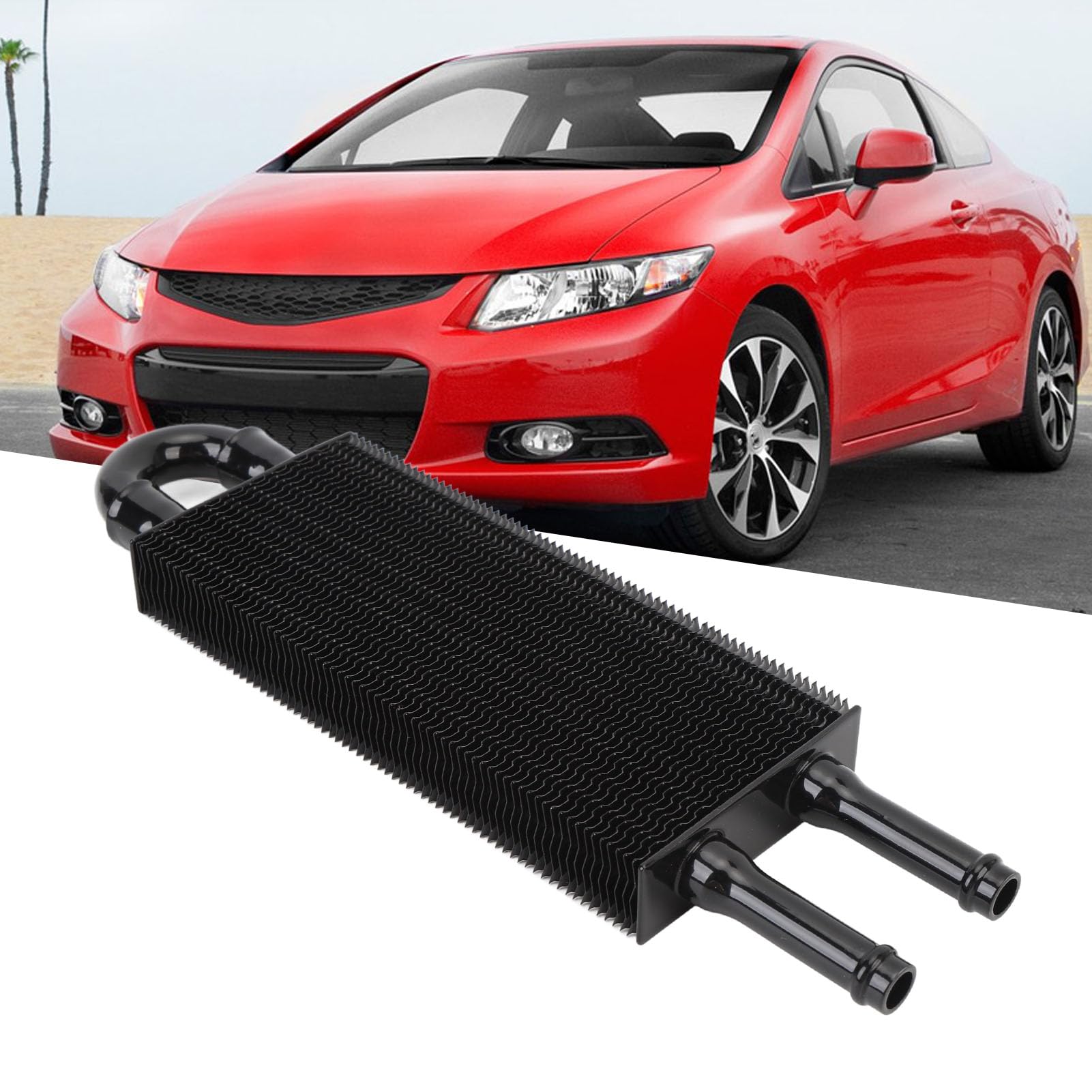 Kit Radiatore Olio Motore Universale a 2 File per Trasmissione, Lega di Alluminio, 233 Mm, con Tubo per Veicolo (Nero)