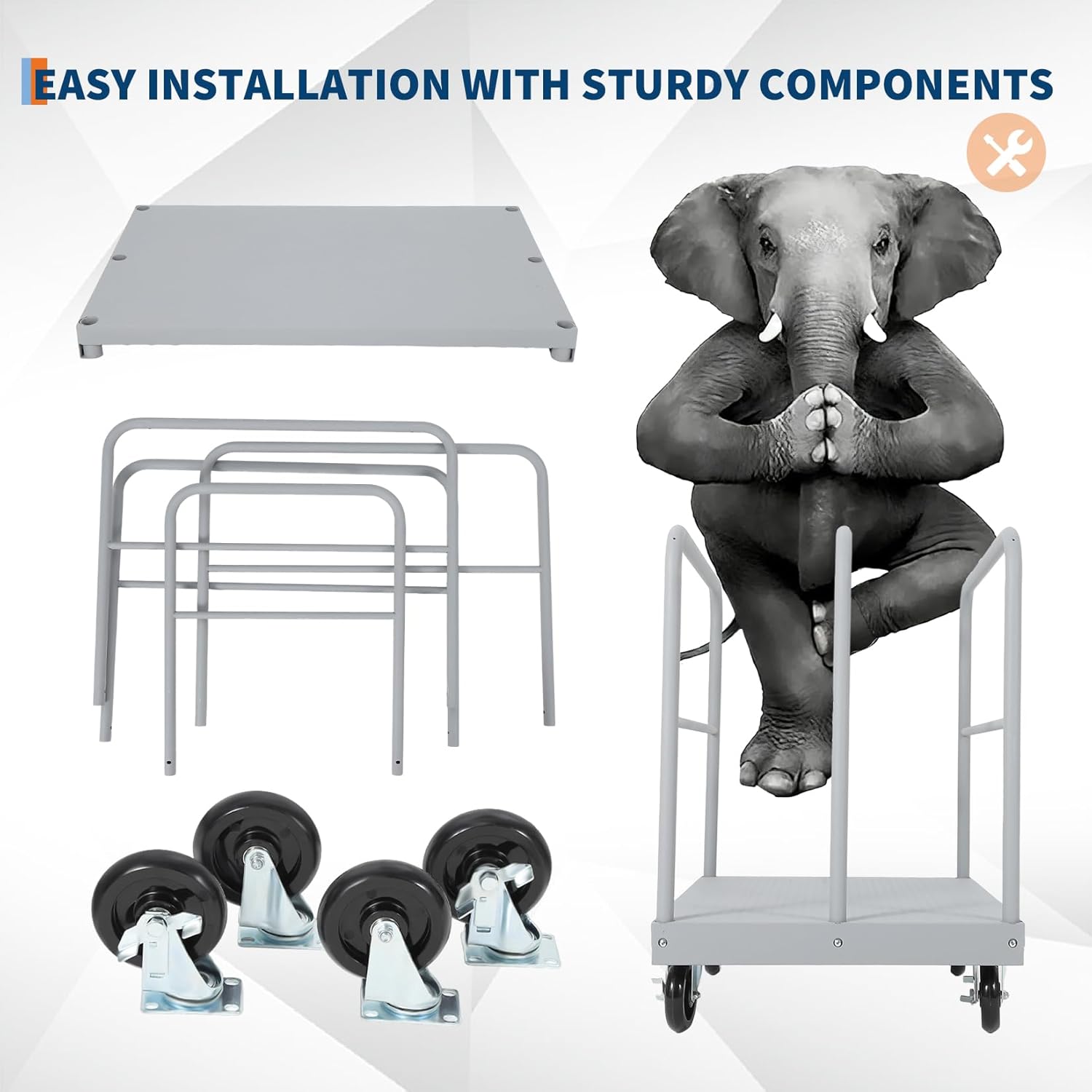 Steel Panel Truck Cart 36x24 inch, 2 in 1 Industrial Grade Platform Truck with 2200 LBS Capacity, Heavy Duty Drywall Dolly with 3 Removable Side Handrails & Swivel Wheels