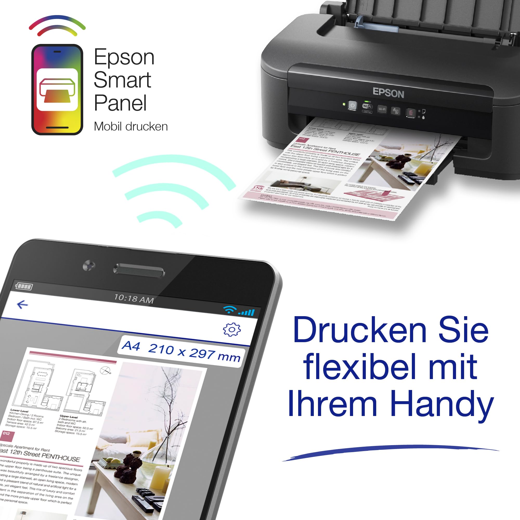 Epson WorkForce WF-2110W A4-Tintenstrahldrucker mit WLAN- und Ethernet-Anschluss