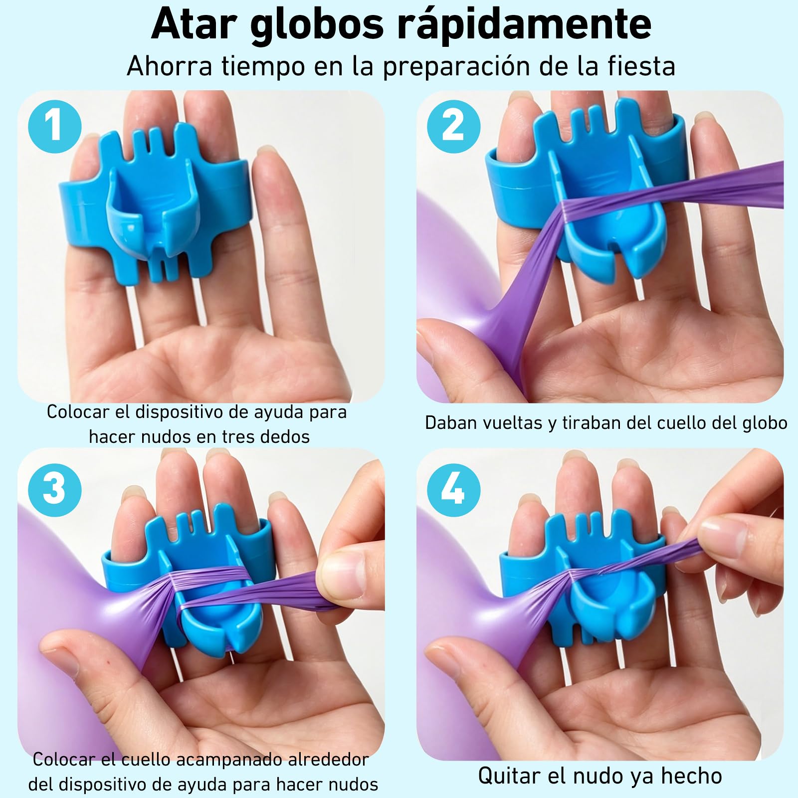 Inflador Globos Manual con 2 Anudadores y 200 Puntos de Pegamento para Bodas y Fiestas
