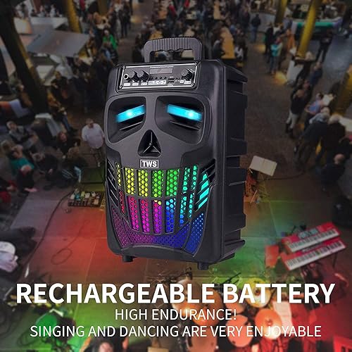 Miniatura 5 de Altavoz Bluetooth portátil con subwoofer, altavoces inalámbricos, para exterioresinteriores, gran soporte, control remoto, radio FM, tarjeta TF,