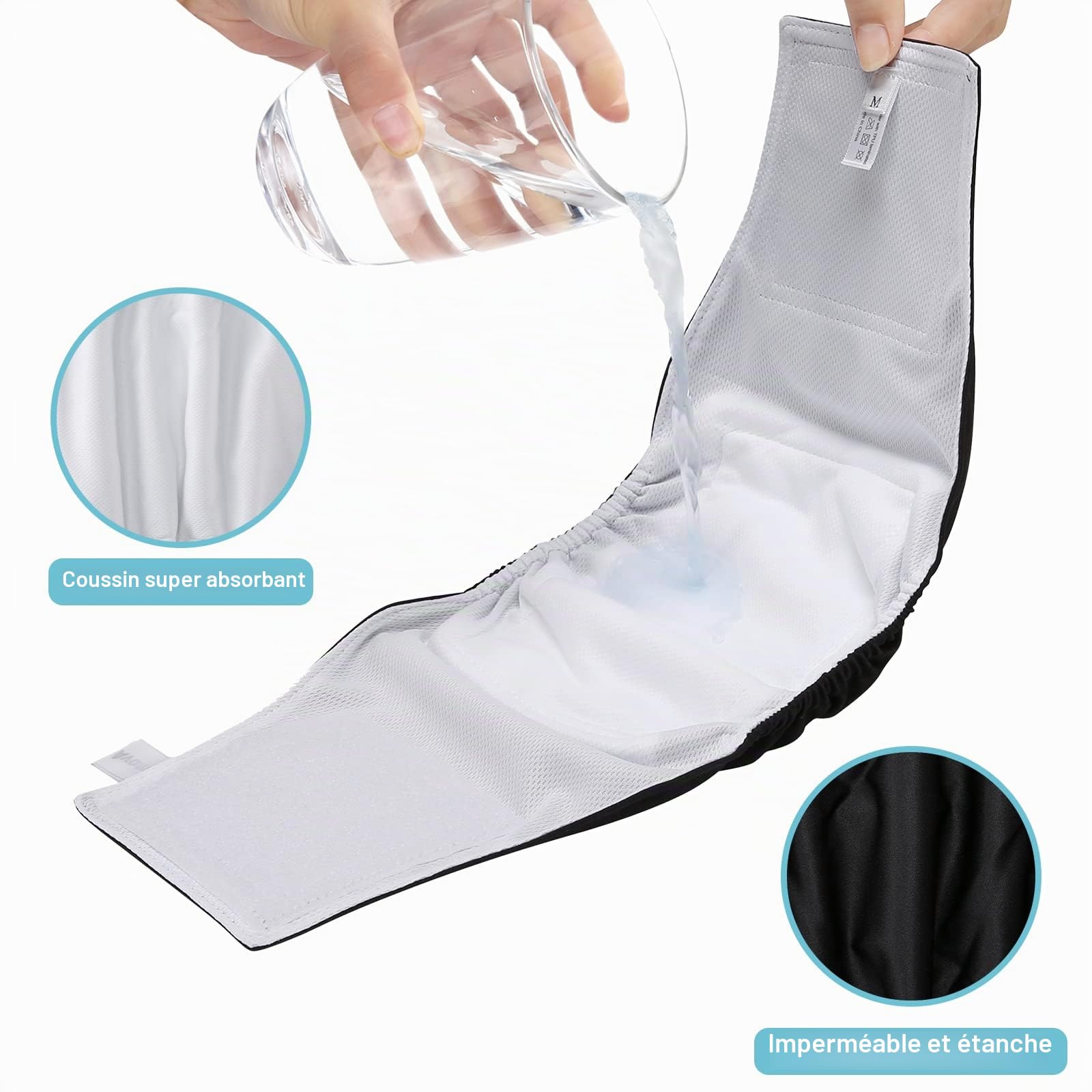 Avont 3 Couches Lavables Réutilisables pour Chien Male Culotte Protection Confort Nappy Lors des Périodes Physiologiques, de Chaleurs, d'Incontinence -Classique -XXL(72-94cm)