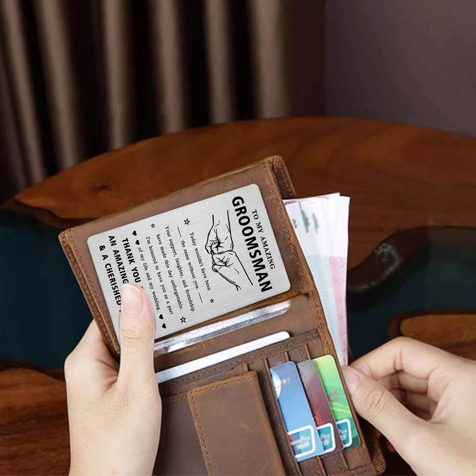 Richesele Groomsmen Thank You Gifts from Groom, Groomsmen Proposal Wedding Day Wallet Card Gift - Image 3