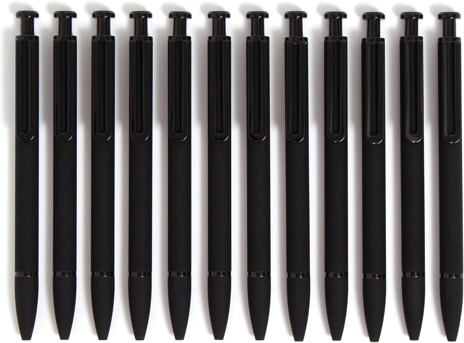 U Brands Monterey Ballpoint Pens, Set of 12, Bold (1.0 mm) Point, Black Ink, Soft Touch, Midnight Black