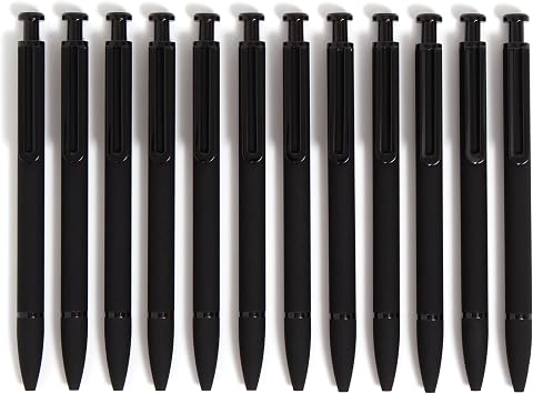 U Brands Monterey Soft Touch Ballpoint Pen, Retractable, Medium 1 Mm, Black Ink, Midnight Barrel, 12/pack