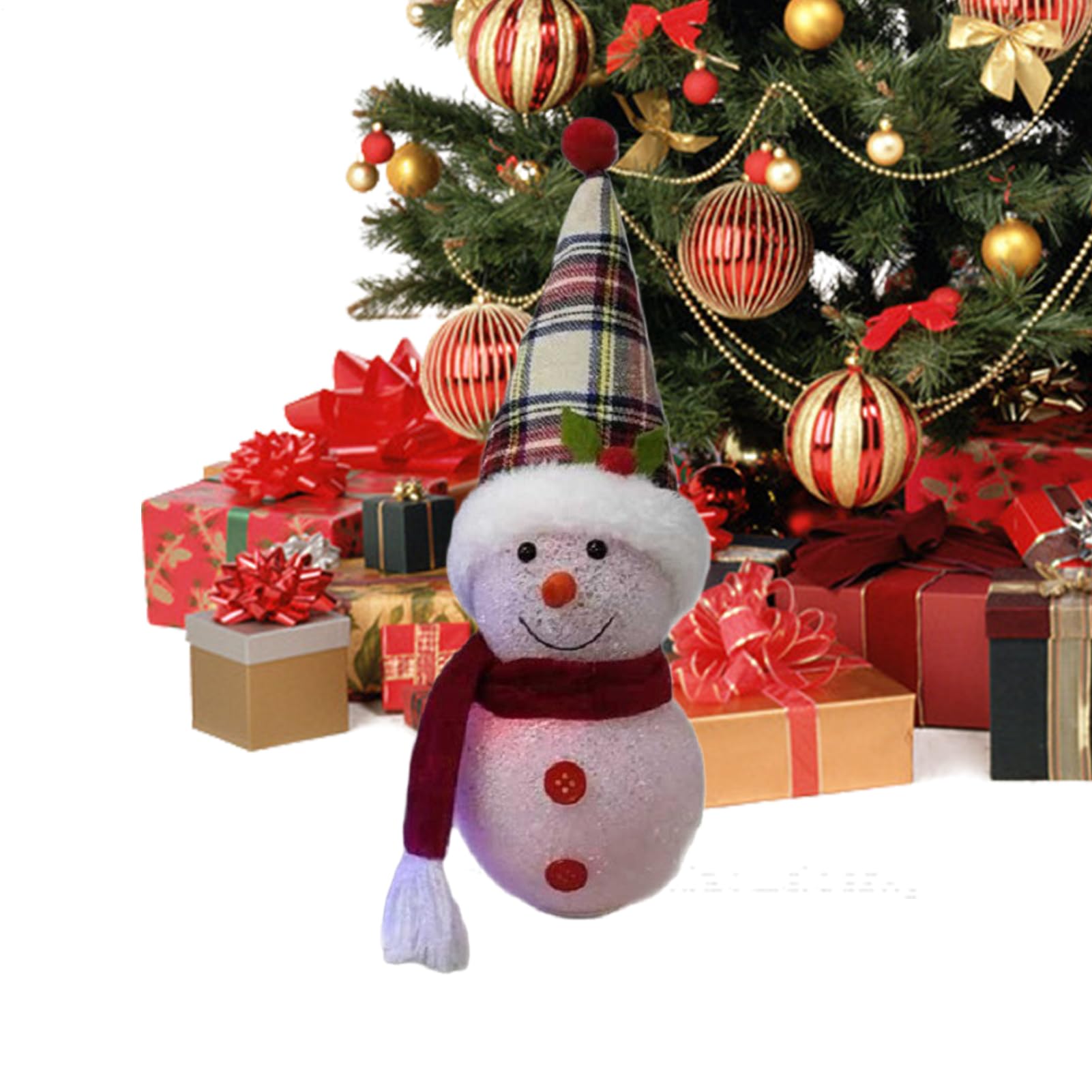 Muñeco de nieve navideño con luz LED para decoración de dormitorio y hogar