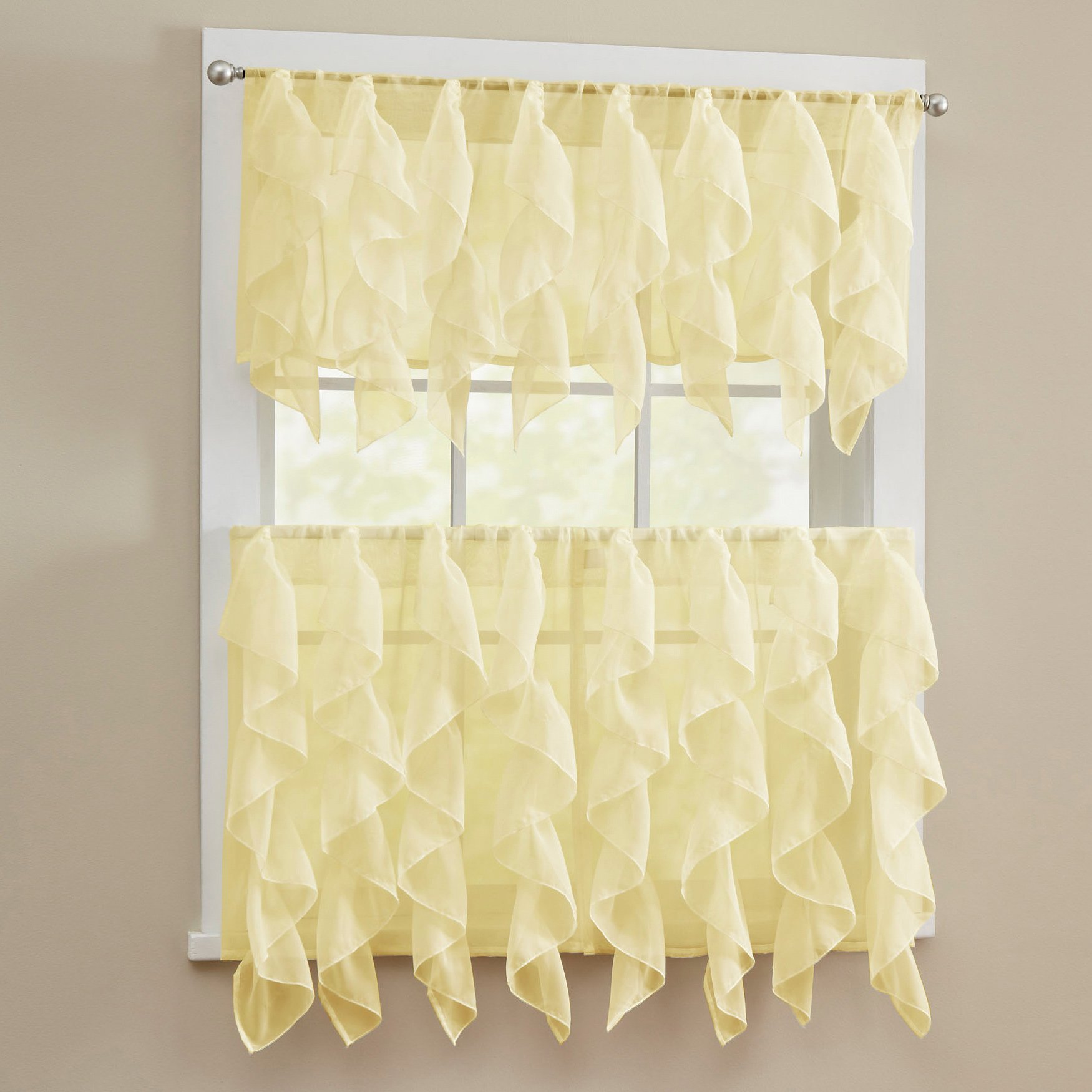 Sweet Home Collection Kitchen Curtains for Windows 40+ Styles &amp; Colors Swag, Valance, Tier Sets &amp; Panels Cafe Curtains for Farmhouse, Rustic, Modern Décor, Sheet Maize, 36" Tier Valance Set