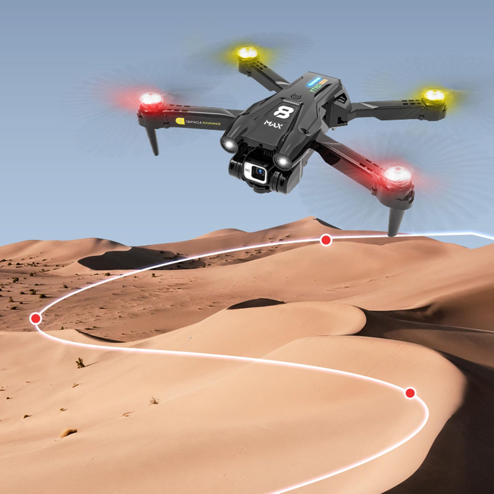 RC Drone LED Light Podwójny Aparat HD 50-krotny Zoom Inteligentne Unikanie Przeszkód Składany Quadkopter z Czujnikiem Grawitacyjnym dla Dorosłych Dzieci Początkujący