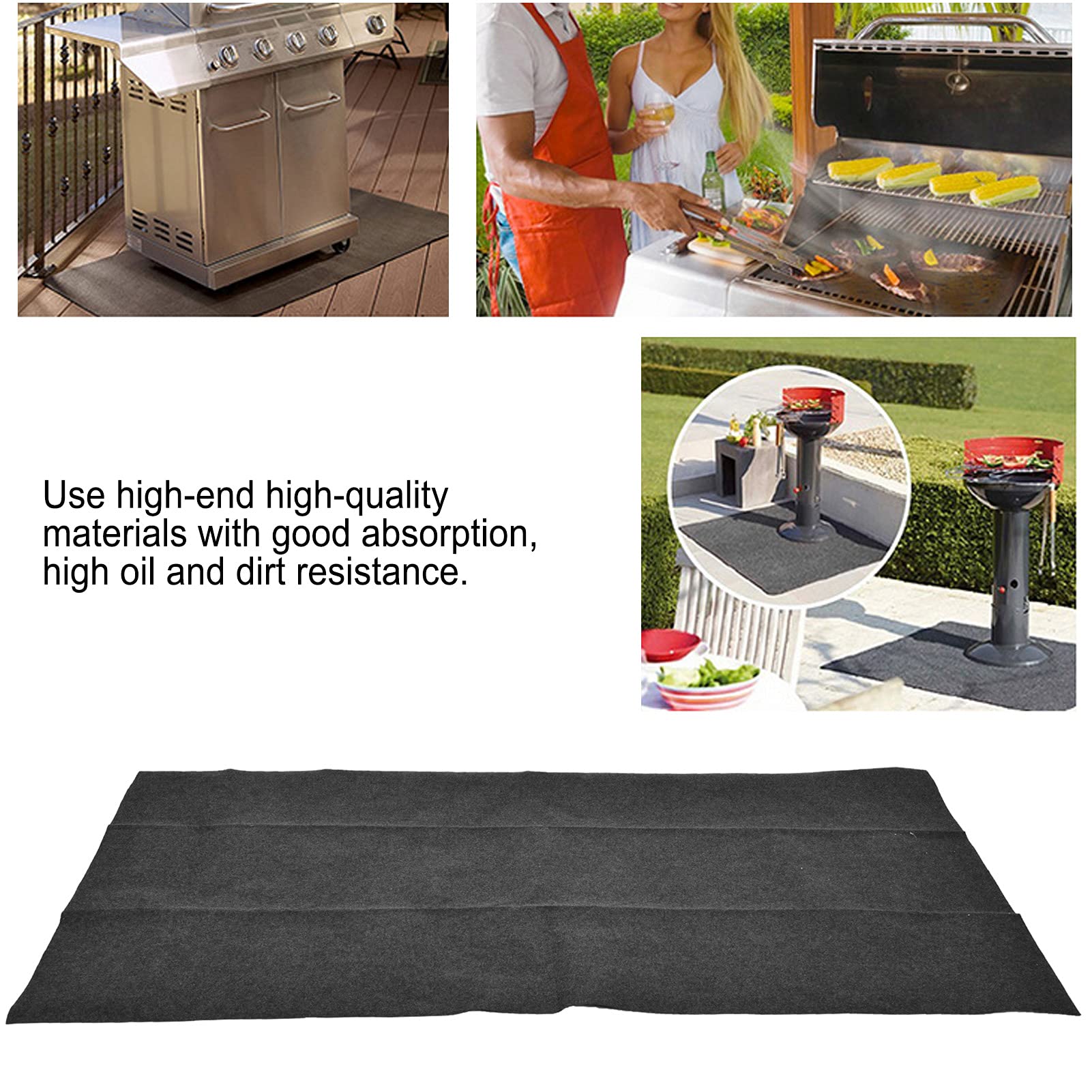 Tapis de Sol pour Barbecue, Tapis d'extérieur Ignifuge, Tapis d'huile pour Camping et randonnée (182 * 91 Angle Droit)