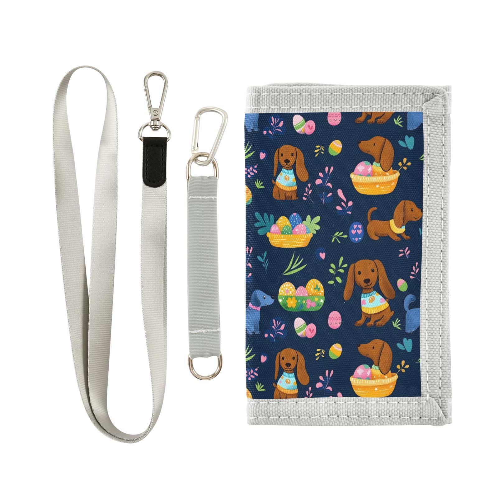 ALAZA Kids Wallets for Boys Girls Toddler Trifold Wallet Children Small Easter Dachshund with Zipper Coin Pocket