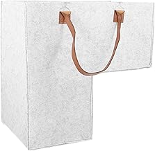 Stair Storage Organizer Foldable Felt Stair Basket Leather Handle Staircase Basket Stair Step Storage Organizer Large Laundry Hamper for Laundry Room Stair Step Basket