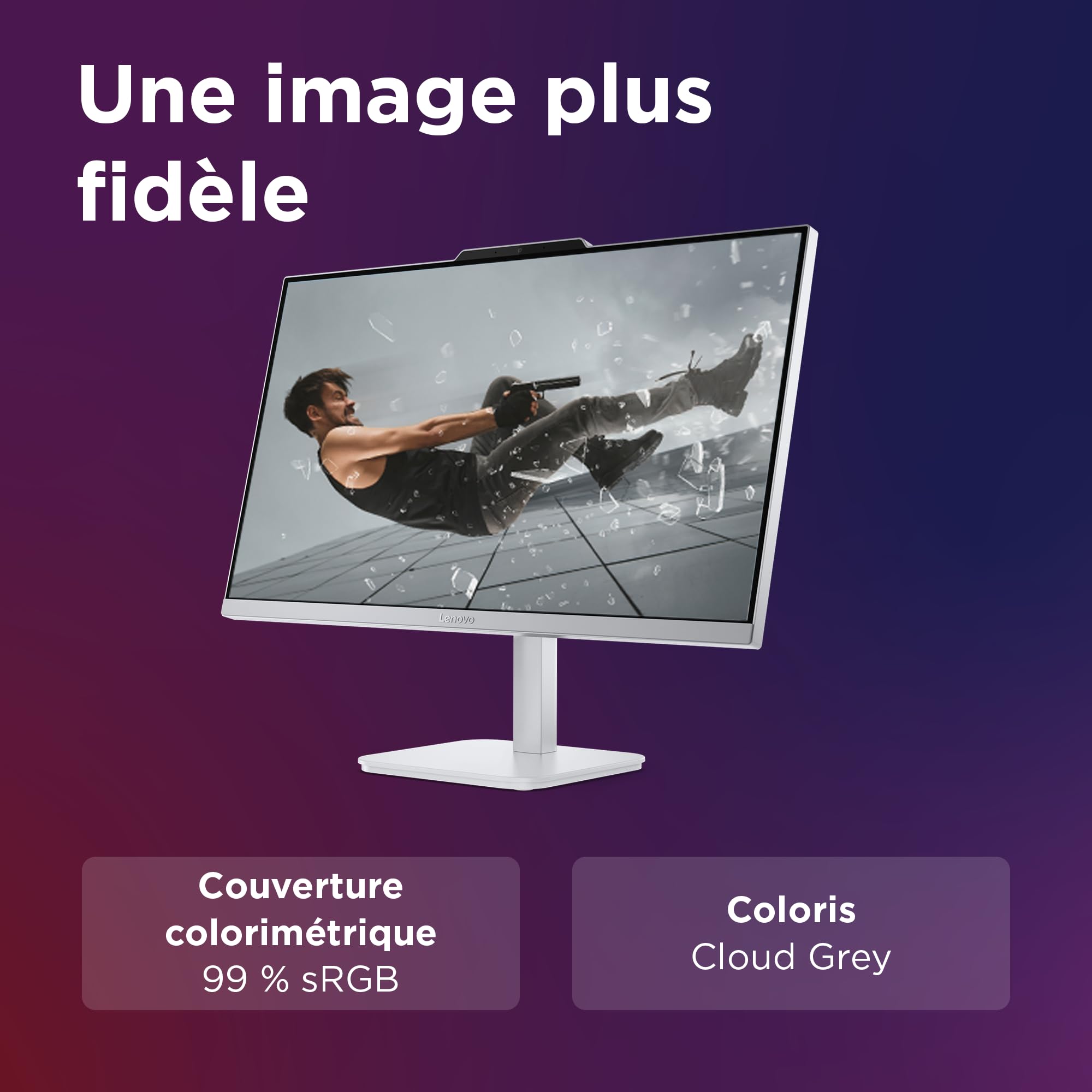 Lenovo IdeaCentre A100 Ordinateur de Bureau Tout-en-Un Écran 24" FHD, Intel N100, 512Go SSD, RAM 8Go, WiFi 6, Windows 11 H, Clavier français et Souris sans Fil
