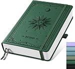 EMSHOI Lined Journal Notebook - 320 Numbered Pages, A5 College Ruled Notebooks with Contents, 100GSM Thick Paper, Hardcover Leather Journals for Women Men Work School Writing, 5.75 x 8.38-Green