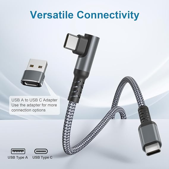 كابل شاحن Basesailor Short 1FT USB C إلى USBC 60W مع محول USB،سلك شحن سيارة PD سريع 90 درجة لهاتف iPhone 17 17e 16 15 Plus Pro Max،Airpods 4، MacBook،iPad 10 Air Mini 7th 6th Gen،Galaxy S26
