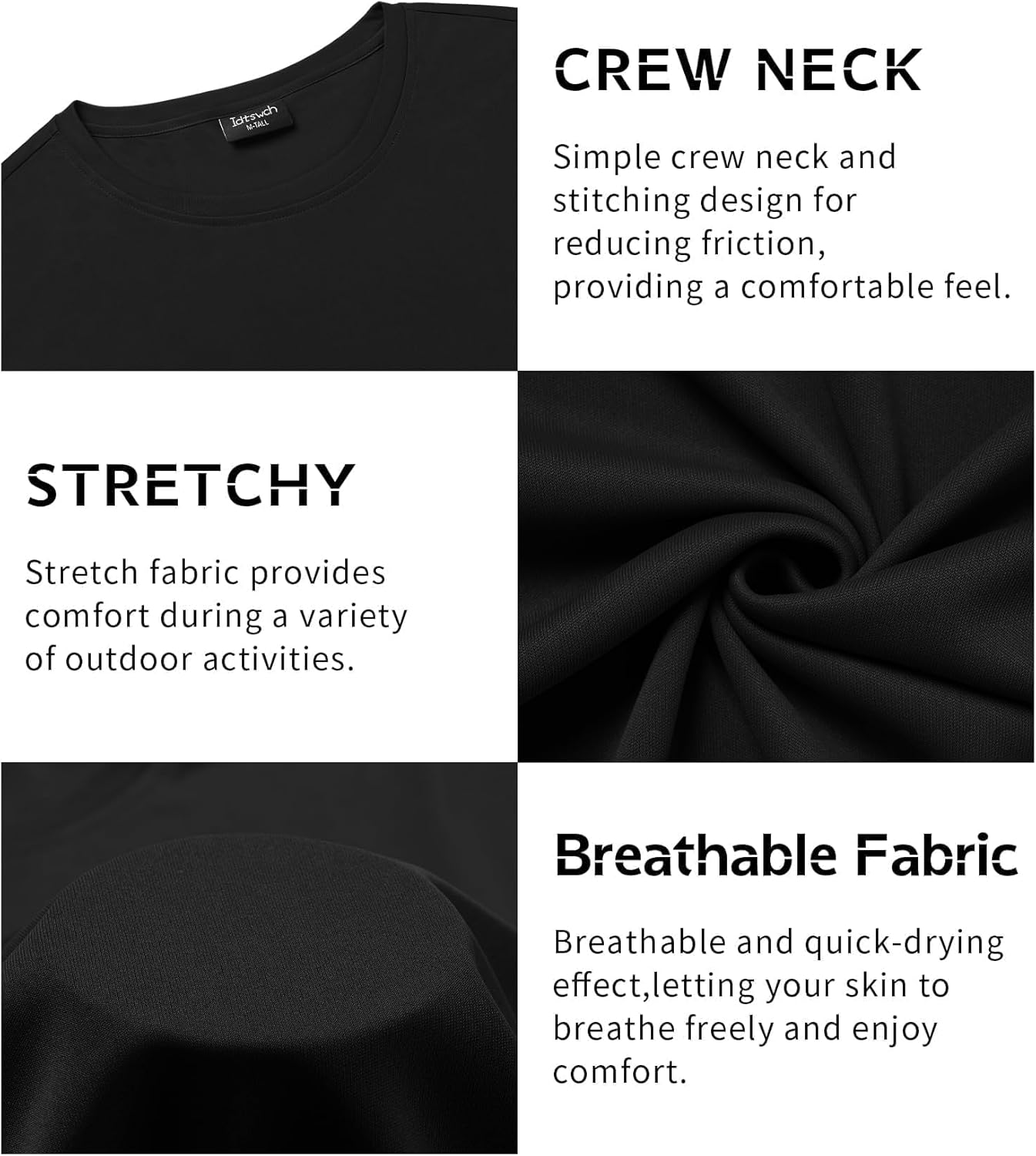 Idtswch Men's Tall T-Shirt Rash Guard UPF 50+ T-Shirt Quick Dry Swim Water Top Tee Short Sleeve Athletic Shirts - Image 4