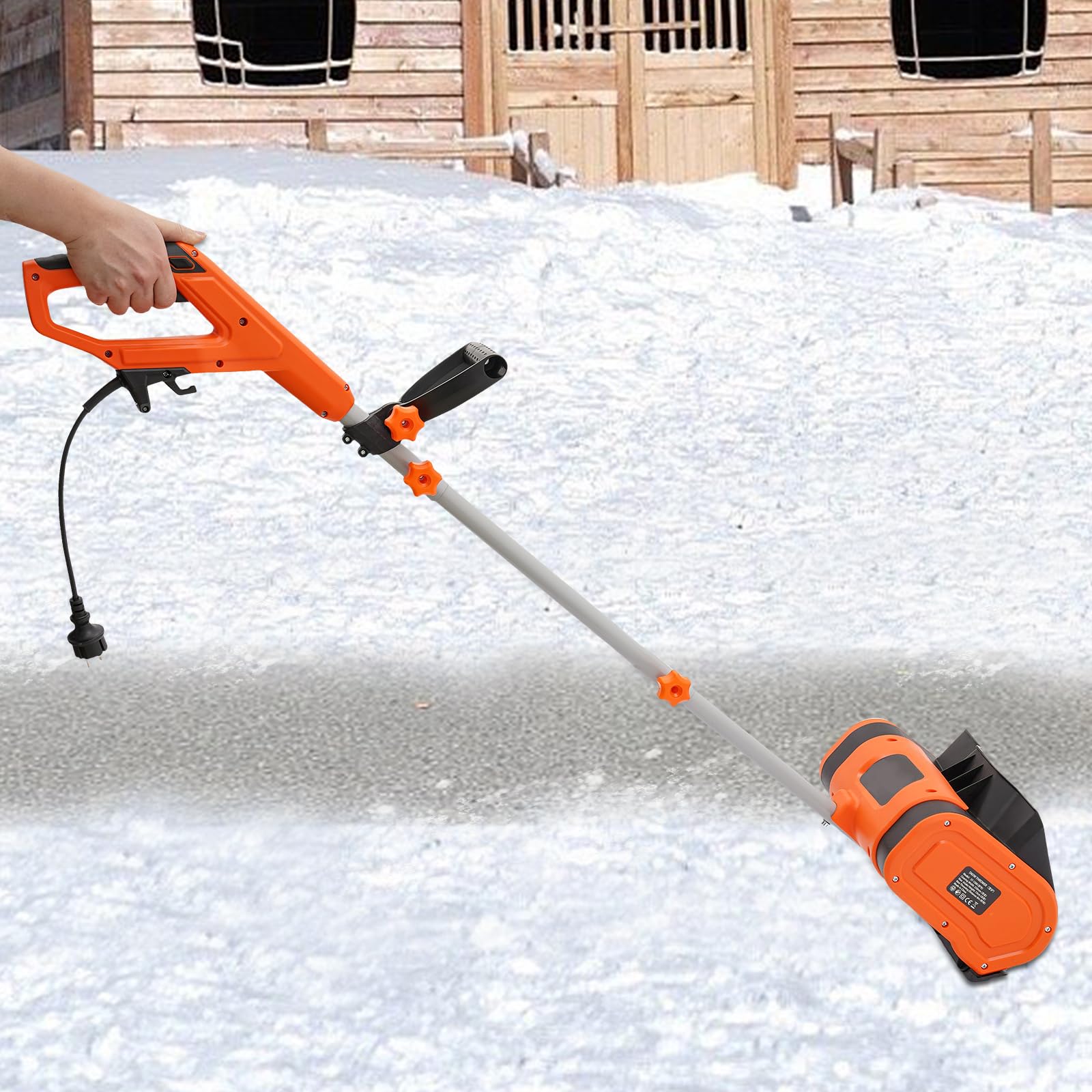 Spazzaneve elettrico con cavo batteria 220 V max velocità 3500 RPM per la rimozione di fogliame fango neve polvere auto arancione