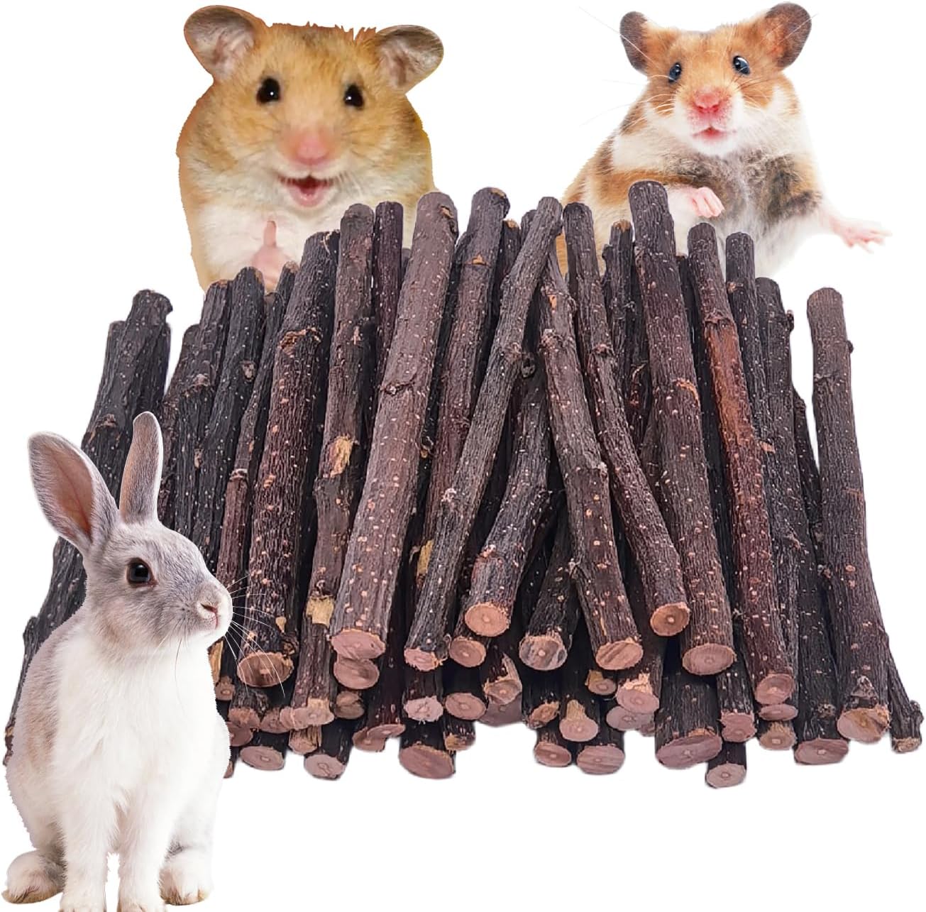 Libiline Natural Apple Wood Chew Sticks for Small Pets, Pet Toy (Brown, 500g)