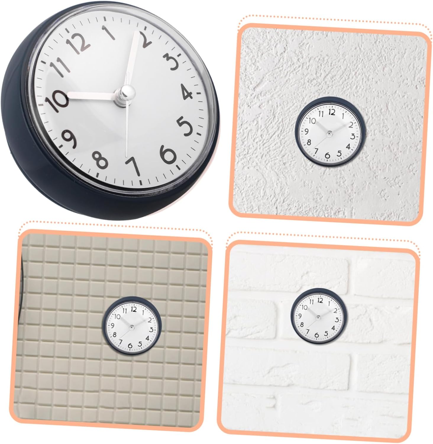 Bathroom Clock with Suction Cup Mini Fog-Resistant Shower Wall Clock for Kitchen Restroom Pool Easy Install Compact Design Silent Non-Ticking Timepiece for Humid Environments