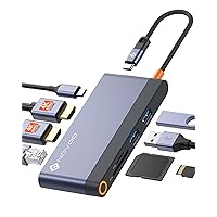 NOVOO 8 in 1 Docking Station, USB C Hub Multiport Adapter with 2 HDMI 4K 60Hz