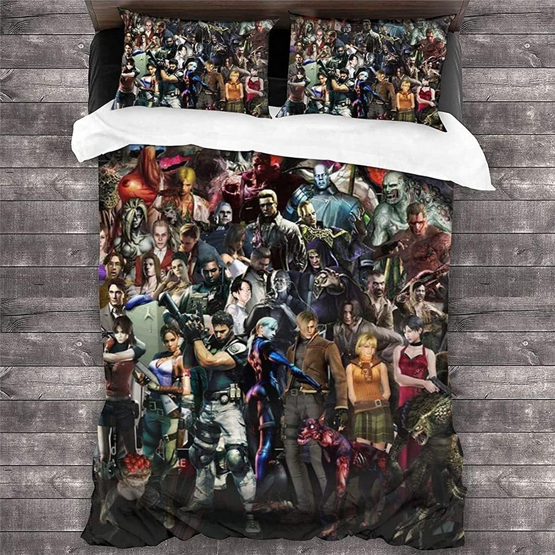 Resident Evil Duvet Cover Bedding Set - Duvet Cover and Pillowcase, Microfibre, 3D Digital Print, Three-Piece Bed Linen (13.Single 135 x 200 cm)