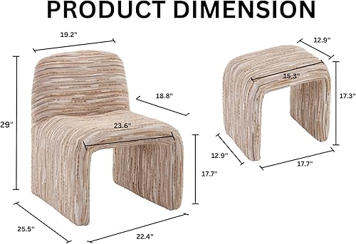 Miniatura 2 de Silla moderna para sala de estar con otomana, silla tapizada de lino mixto, cómoda silla de lectura lateral para sala de estar, dormitorio,