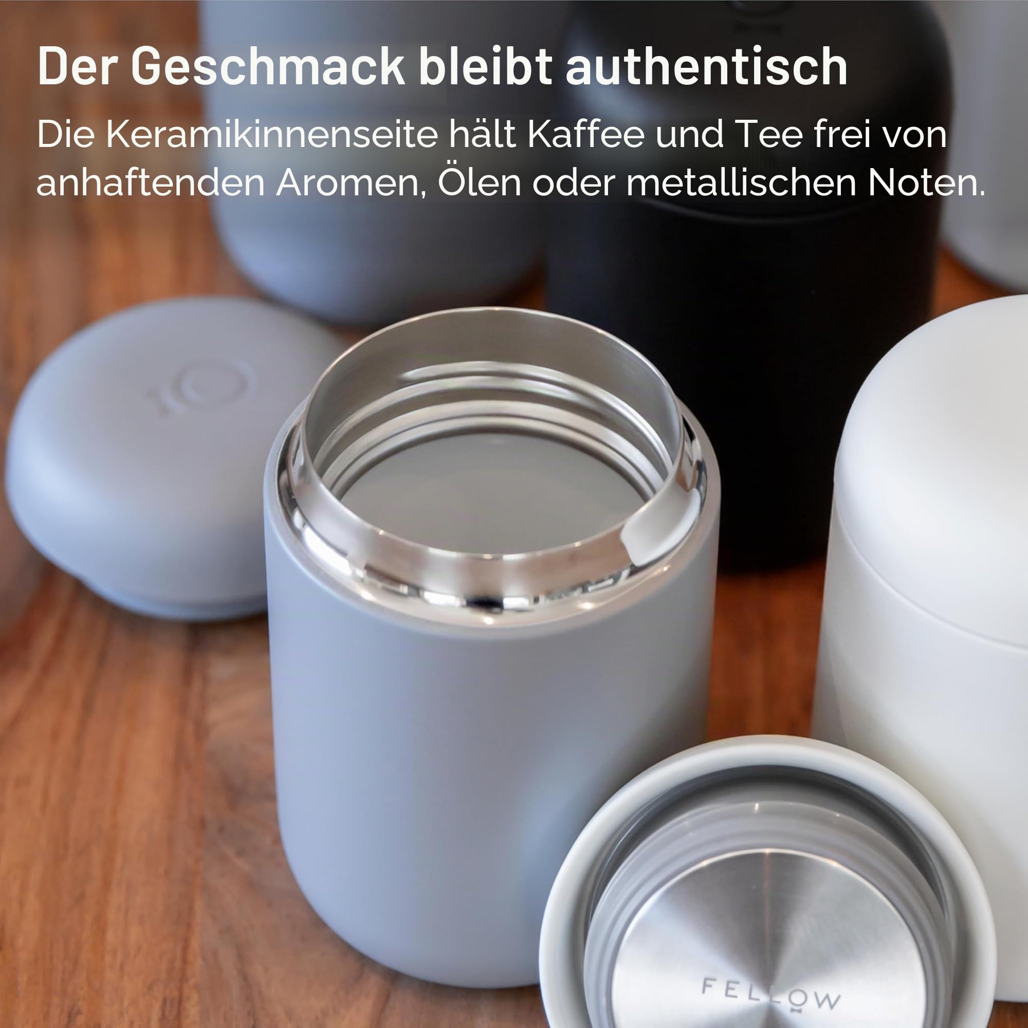 Fellow Thermobecher Kaffeebecher to Go 473 ml, Keramik Edelstahl, Schwarz | Carter Everywhere Mug, Auslaufsicher, Spülmaschinenfest, 12h Heiß 24h Kalt, Vakuumisoliert, BPA-frei, Isolierbecher