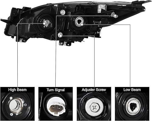 Miniatura 3 de Daume Conjunto de faros delanteros compatible con Mazda 3 Mazda 3 2010 2011 2012 2013 lado del conductor y del pasajero faro halógeno cromado