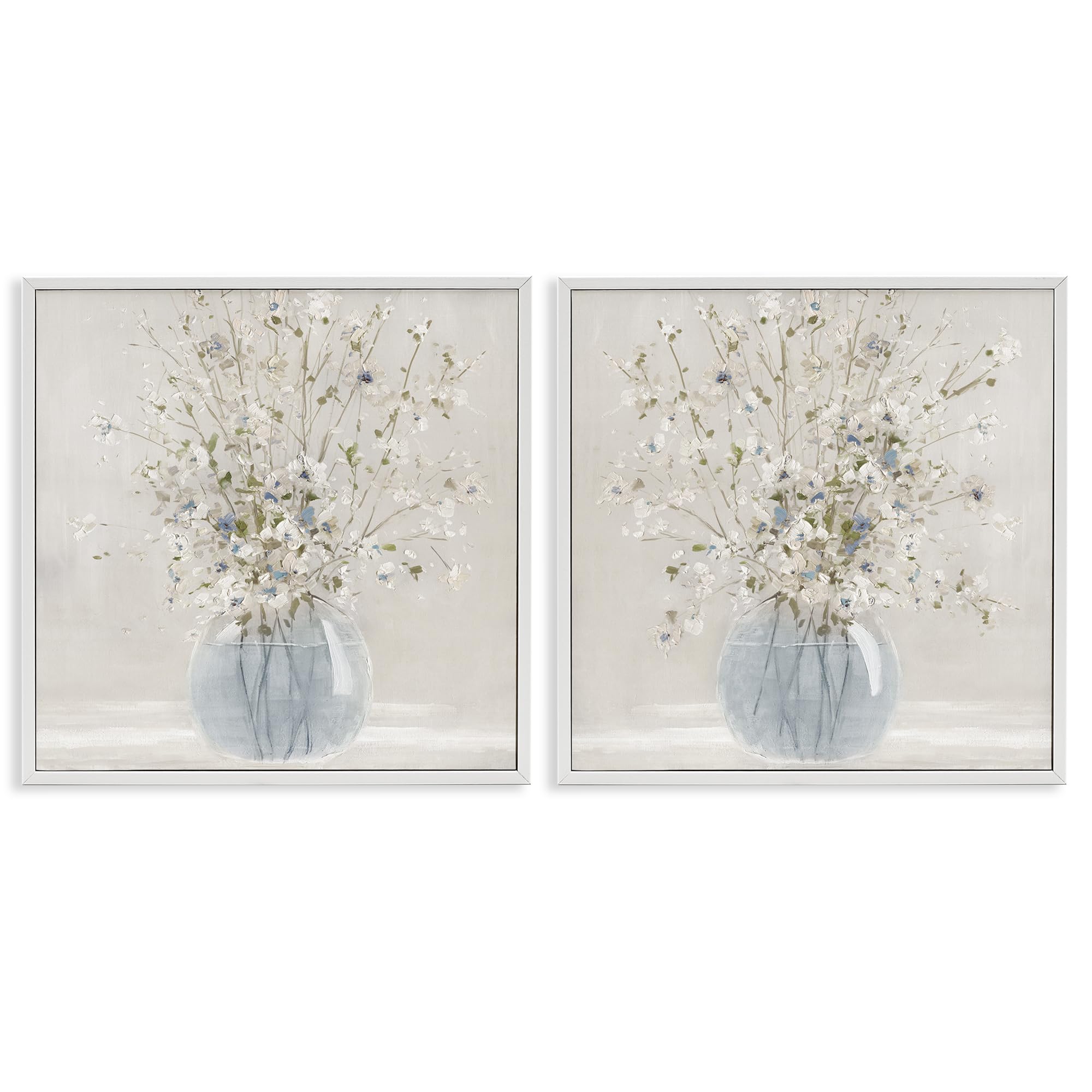 'Delicate Glass Vase Bouquet'| 2pc Framed Giclee Art Set 2