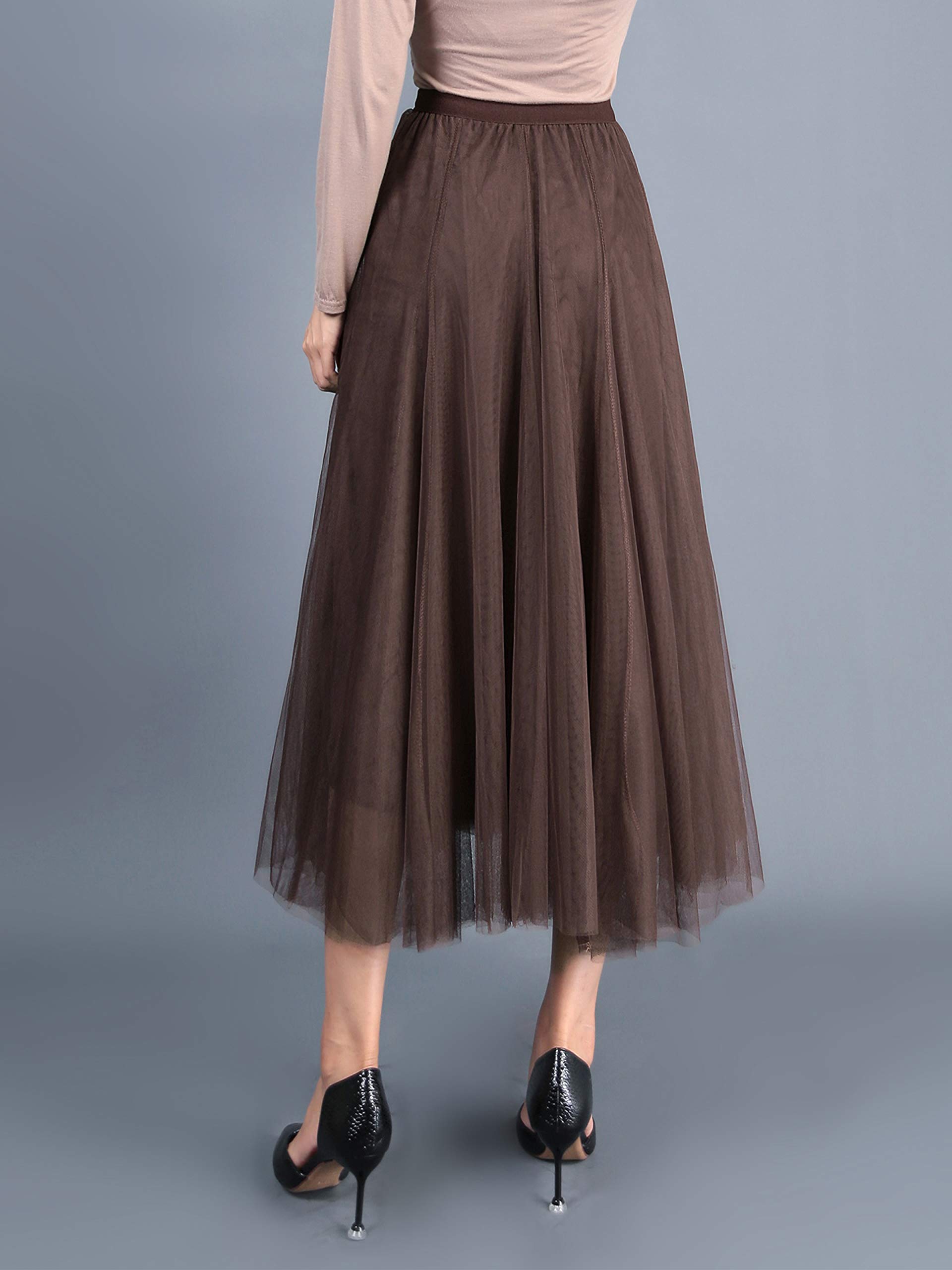 Noble Tulle Jupe Maxi Jupe Une Ligne Élastique Taille Haute Large Ourlet Cool Princesse Longue Jupe pour Femmes Filles Incontournables de la Saison