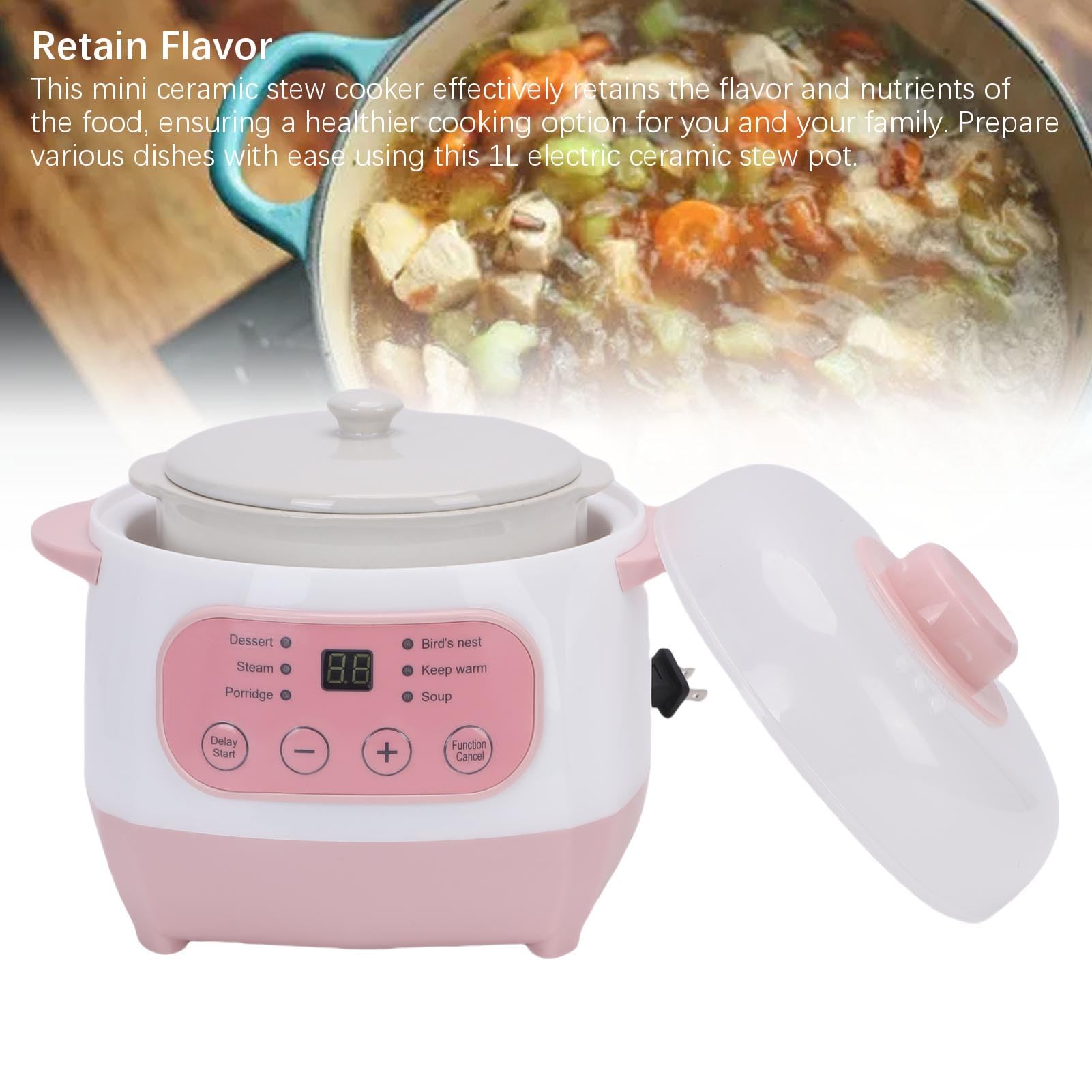 Olla de Sopa Eléctrica con Protección Inteligente contra Quemaduras en Seco, Minicocina Compacta para Preparar Comidas Fácilmente, 200W (Enchufe de la UE 220V)