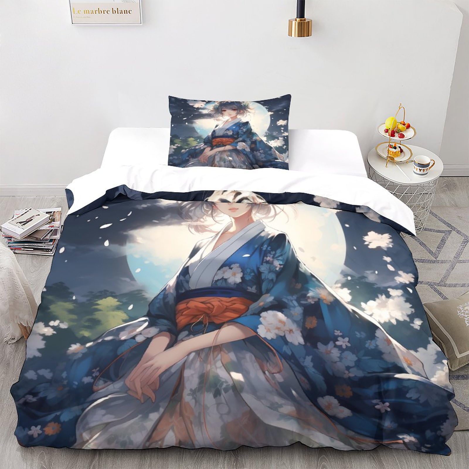 Housse de couette anti-allergie parure de lit fermeture éclair facile 3D