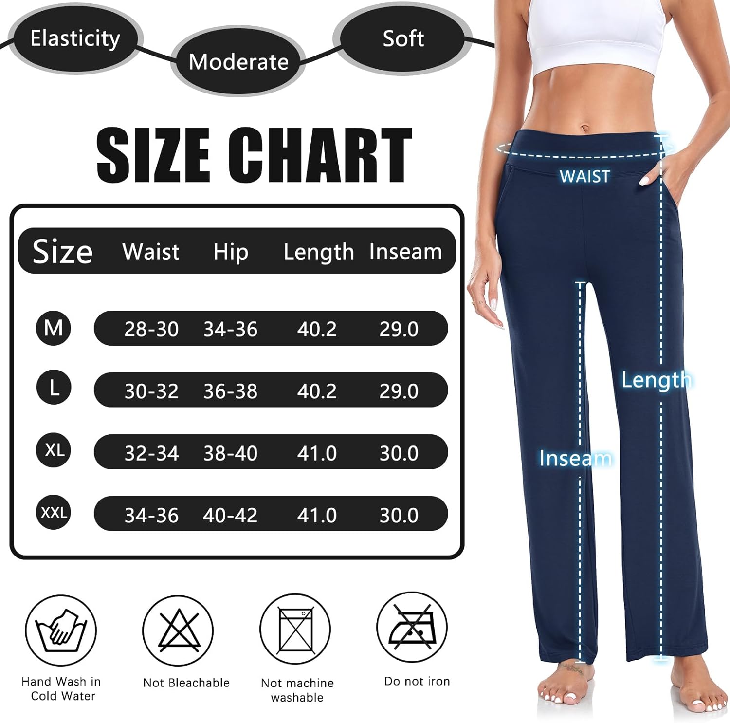 TownCat Women’s Yoga Pants with Pockets, High Waist Workout Straight Leg Pants, Womens Soft Gym Stretch Bootcut Pants - Image 6