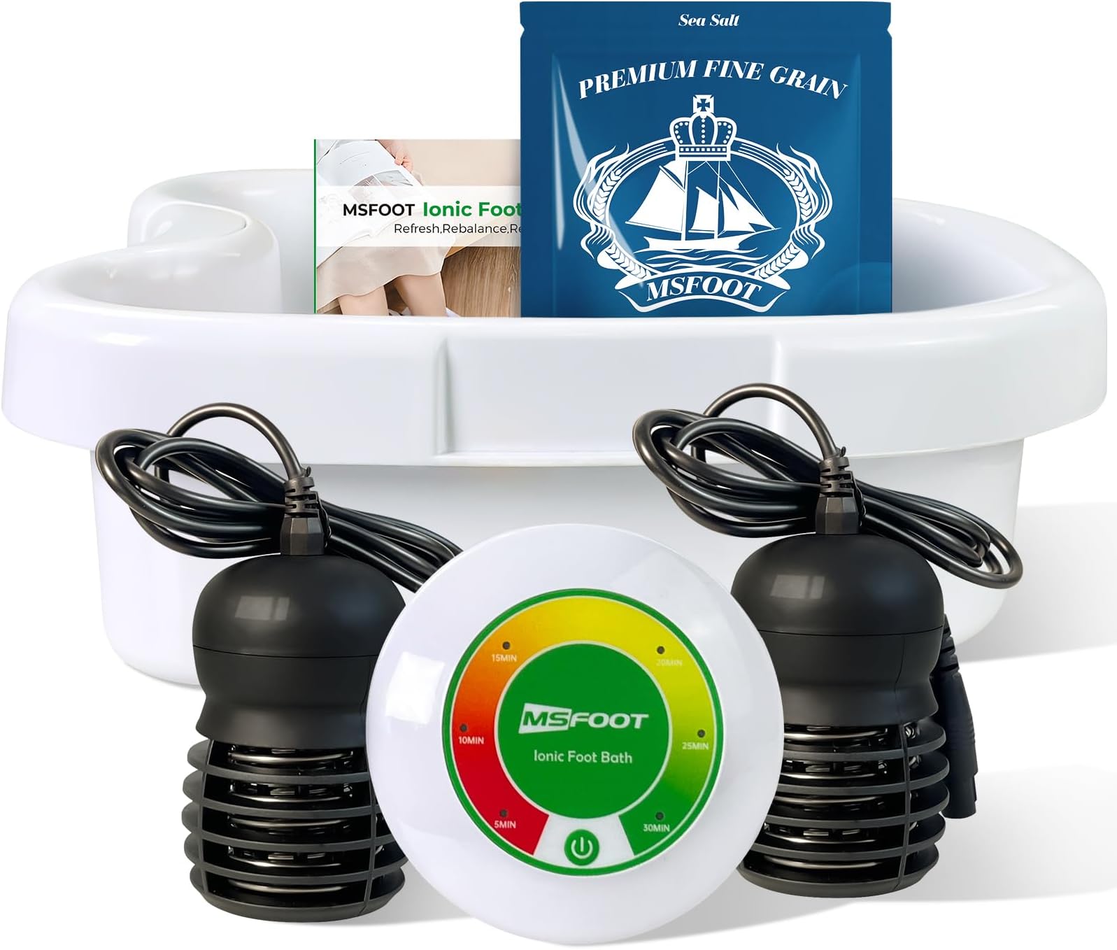 Upgraded Ionic Foot Bath Detox Machine – No Salt Limit, No Alarm Shutoffs | One-Touch 30-Min Auto Spa | 2 Arrays, 15 Liners & Detox Sea Salt | Home Foot Spa for Circulation & Relaxation