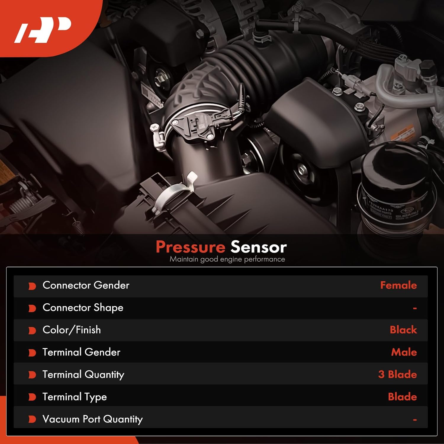 A-Premium Turbocharger Boost Sensor [3 Pins] Compatible with Chevrolet Silverado 2500 3500 HD, Silverado 3500, Silverado 3500 Classic, Express 4500 & GMC Sierra 2500 3500 HD, Savana 4500, 6.6L