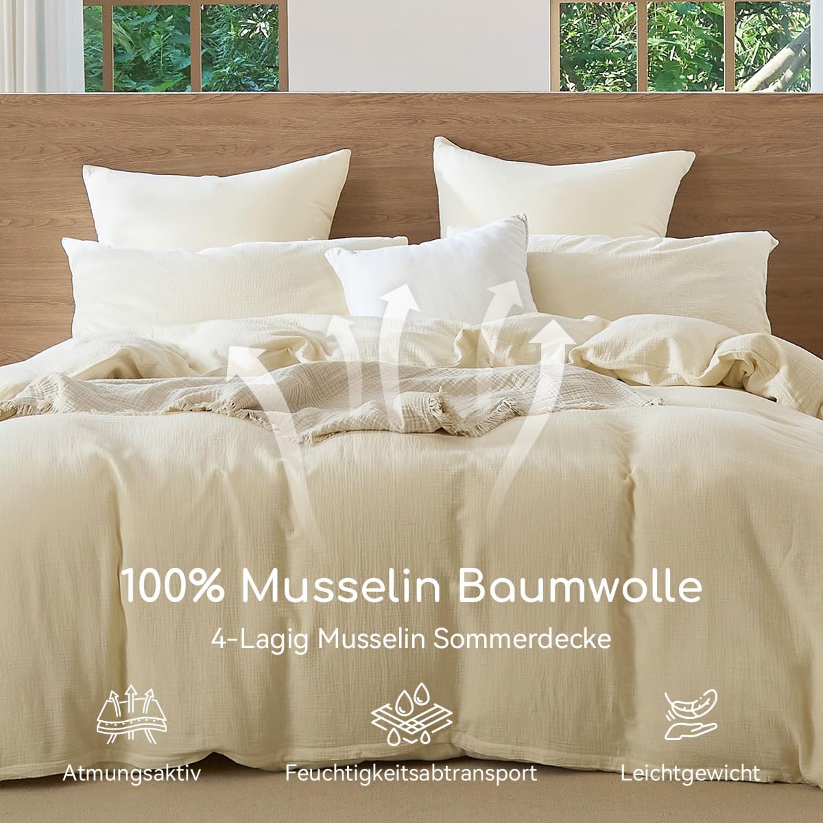 Lanqinglv Doppelte Musselin Bettwäsche 200x220 Baumwolle – Bild 4